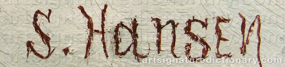 Authentic signature by S HANSEN on  artwork