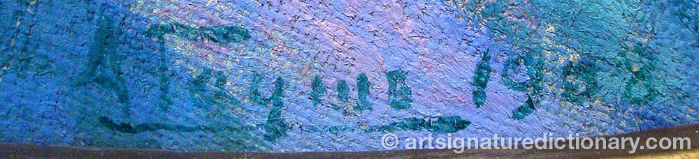 Authentic signature by Alexander Feodorovich GAUSH on  artwork