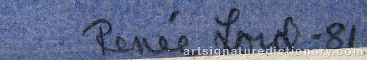 Authentic signature by RENÉE LORD on  artwork