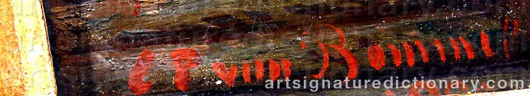Authentic signature by Elias Pieter Van BOMMEL on artwork
