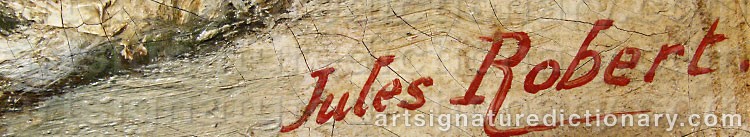 Authentic signature by Jules ROBERT on  artwork