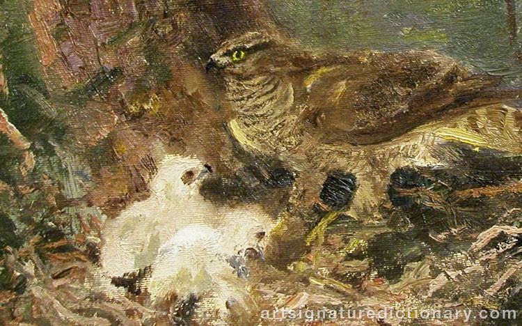 Close-up details showing Bruno LILJEFORS signature forgery characteristics