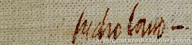 Authentic signature by Pedro CANO on  artwork