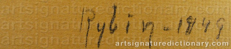 Authentic signature by Sven RYBIN on  artwork