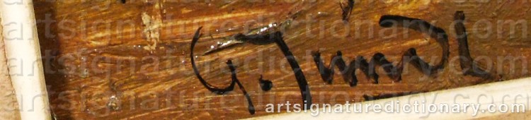 Authentic signature by Gustave Aolphe JUNDT on artwork