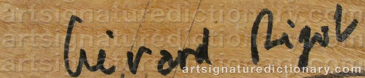 Authentic signature by Gerard RIGOT on  artwork