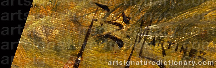 Authentic signature by F. E. MARTINEZ on  artwork