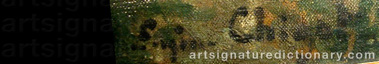 Authentic signature by Eugène Henri Alexandre CHIGOT on artwork