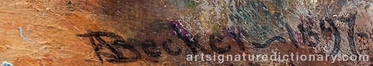 Authentic signature by Adolf Von BECKER on  artwork