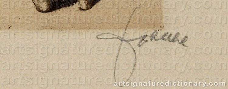 Authentic signature by Joseph UHL on artwork