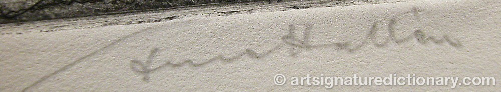 Authentic signature by Arne HALLÉN on  artwork