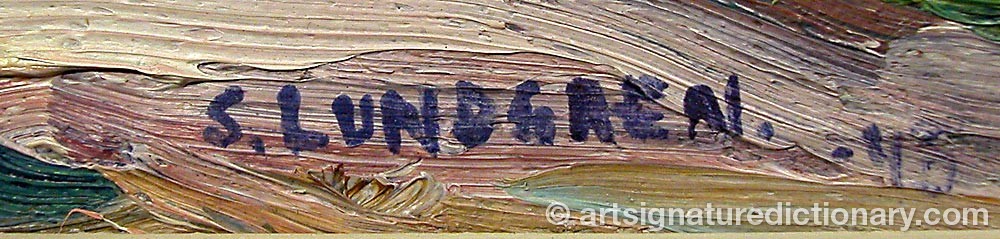 Authentic signature by S LUNDGREN on  artwork