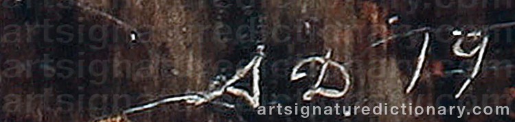 Authentic signature by Anton DICH on Painting/Watercolour artwork