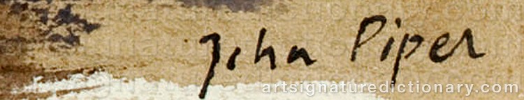 Authentic signature by John PIPER on  artwork