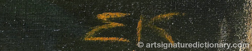 Authentic signature by Elena Andreievna KISELIEVA on  artwork