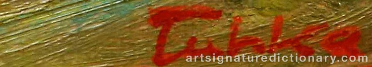 Authentic signature by Aukusti TUHKA on  artwork