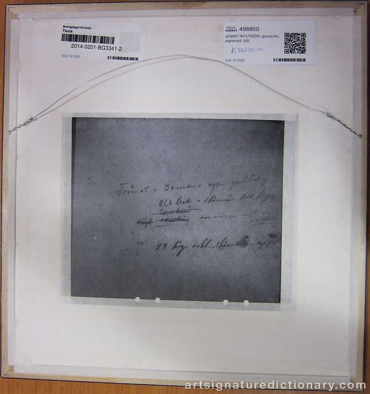 Close-up details showing Jenny NYSTRÖM signature forgery characteristics