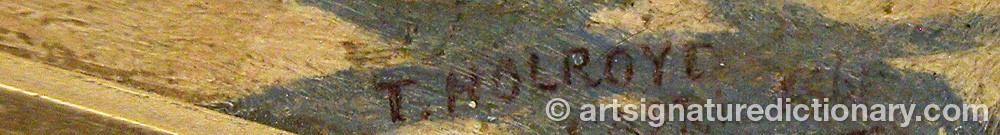 Authentic signature by T. HOLROYD on  artwork