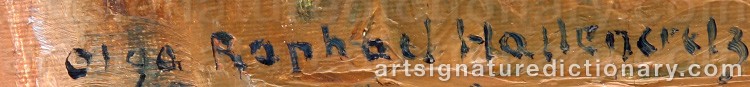 Authentic signature by Olga RAPHAEL-HALLENCREUTZ on  artwork