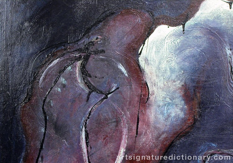 Close-up details showing Marie TOYEN signature forgery characteristics