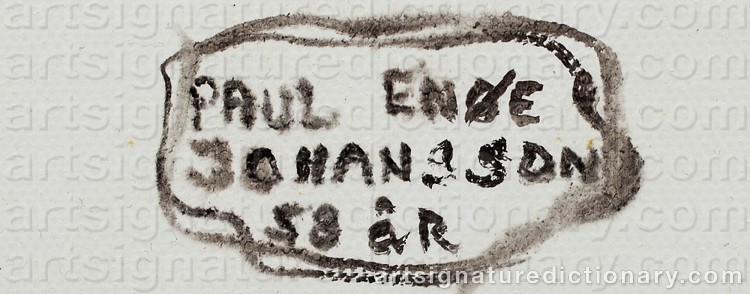 Authentic signature by Paul Enøe JOHANSSON on artwork
