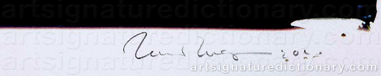 Authentic signature by William WEGMAN on  artwork