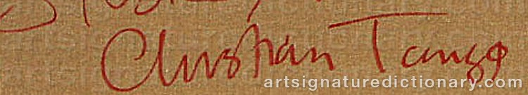 Authentic signature by Christian TANGØ on  artwork