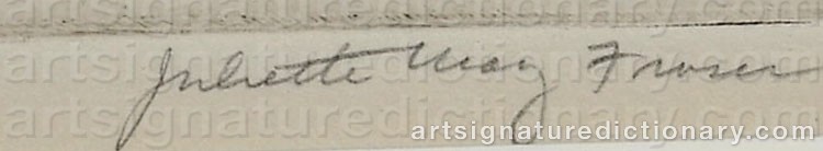 Authentic signature by Juliette May FRASER on  artwork