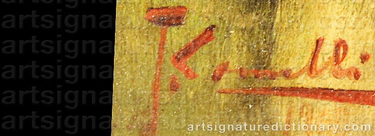 Authentic signature by J. CARNELLI on  artwork