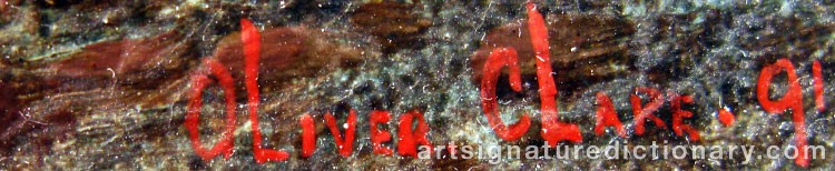 Authentic signature by Oliver CLARE on artwork