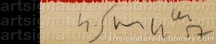 Authentic signature by Gustave SINGIER on Drawing/Graphic/Print artwork