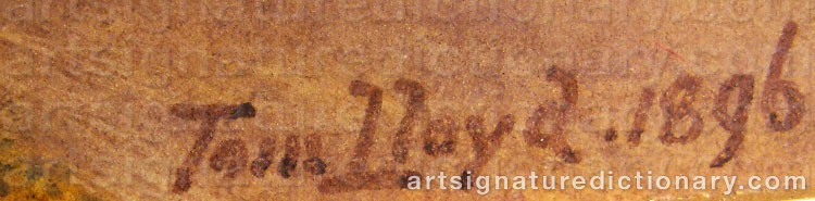 Authentic signature by Thomas James LLOYD on  artwork