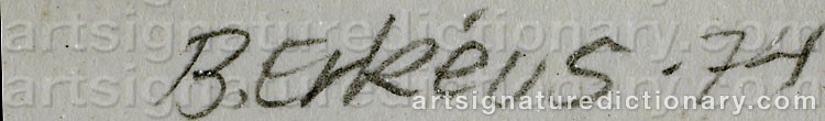 Authentic signature by Berndt ERKÉUS on artwork