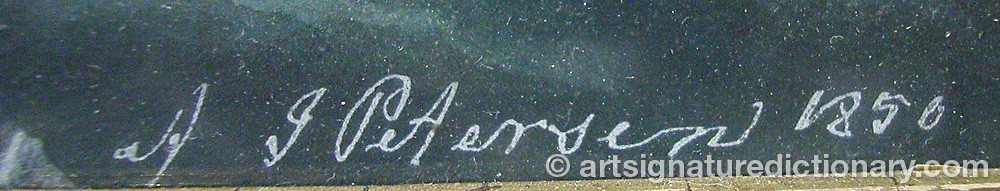 Authentic signature by Jacob PETERSEN on  artwork