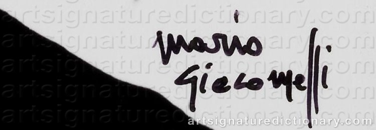 Authentic signature by Mario GIACOMELLI on  artwork