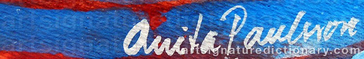 Authentic signature by Anita PAULSSON on  artwork
