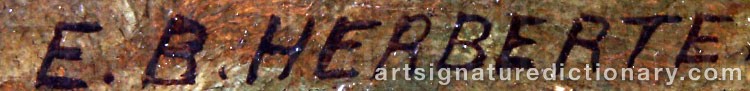 Authentic signature by Edward Benjamin HERBERTE on  artwork