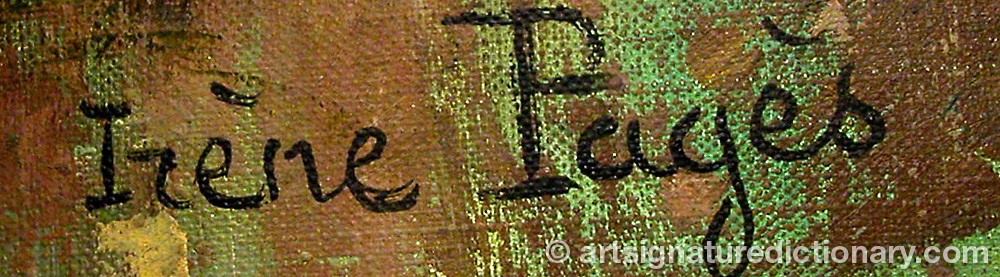 Authentic signature by Irène PAGÈS on  artwork
