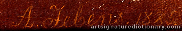 Authentic signature by Adolf JEBSEN on  artwork