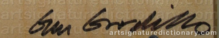 Authentic signature by Gun GORDILLO on  artwork