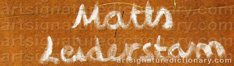 Authentic signature by Matts LEIDERSTAM on  artwork
