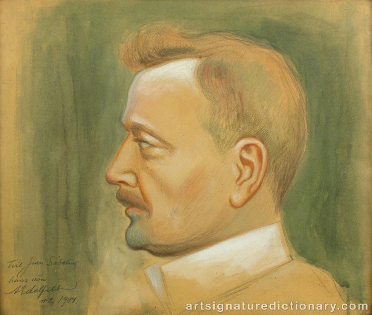 Close-up details showing Albert EDELFELT signature forgery characteristics