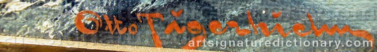 Authentic signature by Otto TIGERHIELM on Painting/Watercolour artwork