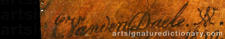 Authentic signature by Charles VAN DEN DAELE on artwork