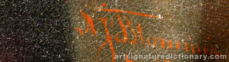 Authentic signature by Nils Jakob BLOMMÉR on  artwork