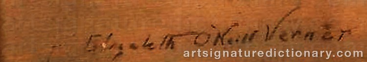 Authentic signature by Elizabeth O'neill VERNER on  artwork