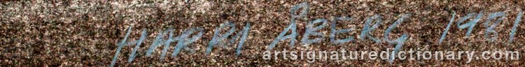 Authentic signature by Harri ÅBERG on  artwork