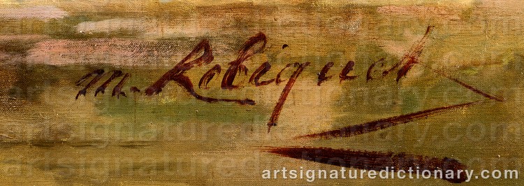 Authentic signature by Marie Aimée LUCAS-ROBIQUET on Painting/Watercolour artwork