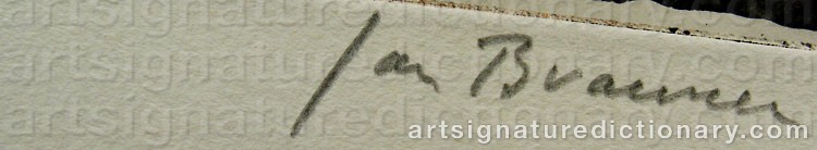 Authentic signature by Jan BRAUNER on  artwork