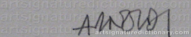 Authentic signature by Per ARNOLDI on  artwork